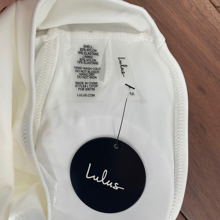 Lulus White One Shoulder Cutout Bikini Swim Top M