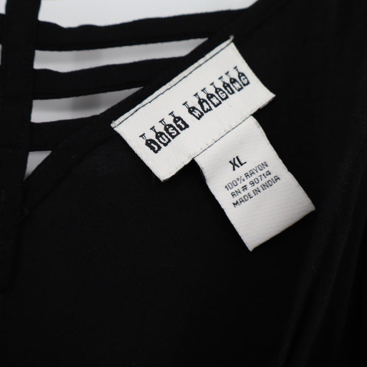 Dash of Salt Black Rayon Maxi Dress Spaghetti Strap Asymmetrical Hem XL