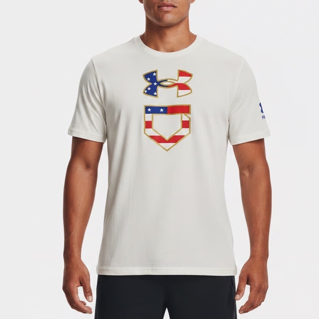 Under Armour Mens Freedom Baseball USA Icon T-Shirt White Small NWT