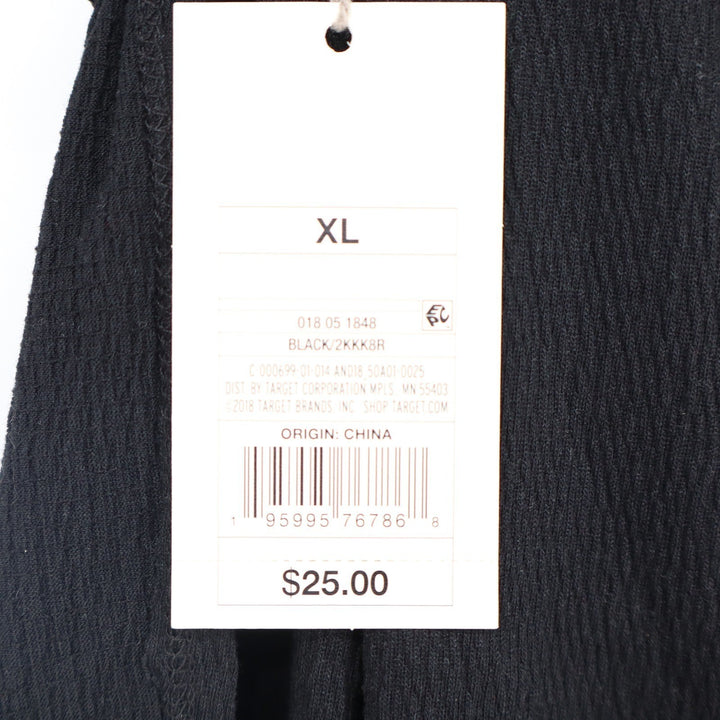 A New Day Womens XL Black Textured Wrap Front Side Tie Midi Skirt NWT