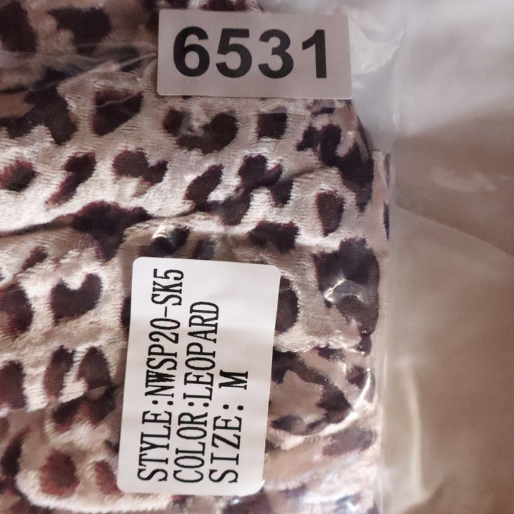 Naked Wardrobe Leopard Print Asymmetrical Ruffle Mini Skirt Brown M