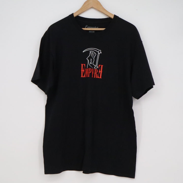 Empyre Mens Large Black Graphic Tee Reaper Roses Feel No Pain Short Sleeve Shirt