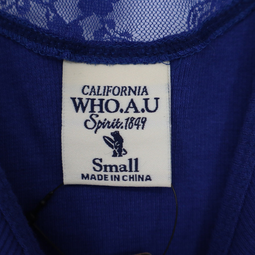 WHO.A.U Royal Blue Lace Racerback Ribbed Tank Top Small NWT