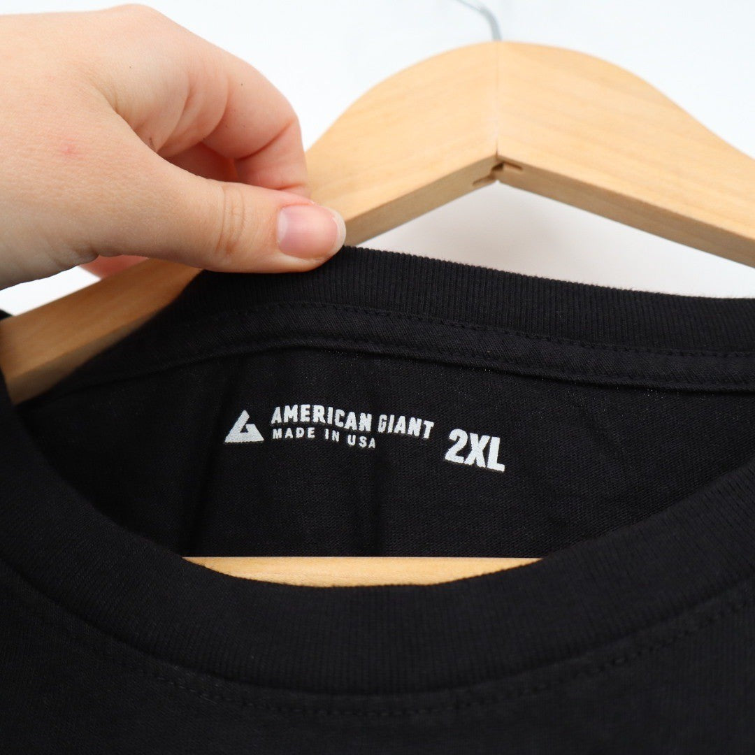 American Giant Mens Black Crew Neck T Shirt Made USA 2XL