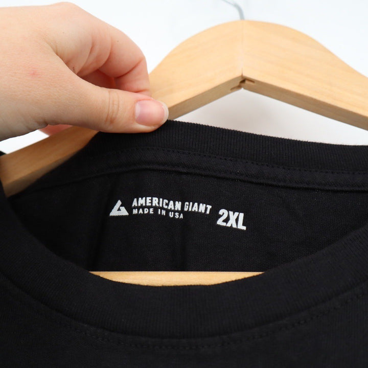 American Giant Mens Black Crew Neck T Shirt Made USA 2XL