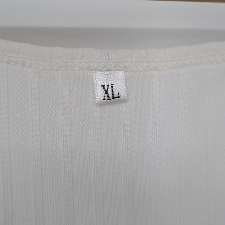 Unbranded Cream Ribbed Knit Scoop Neck Tank Top Sleeveless XL