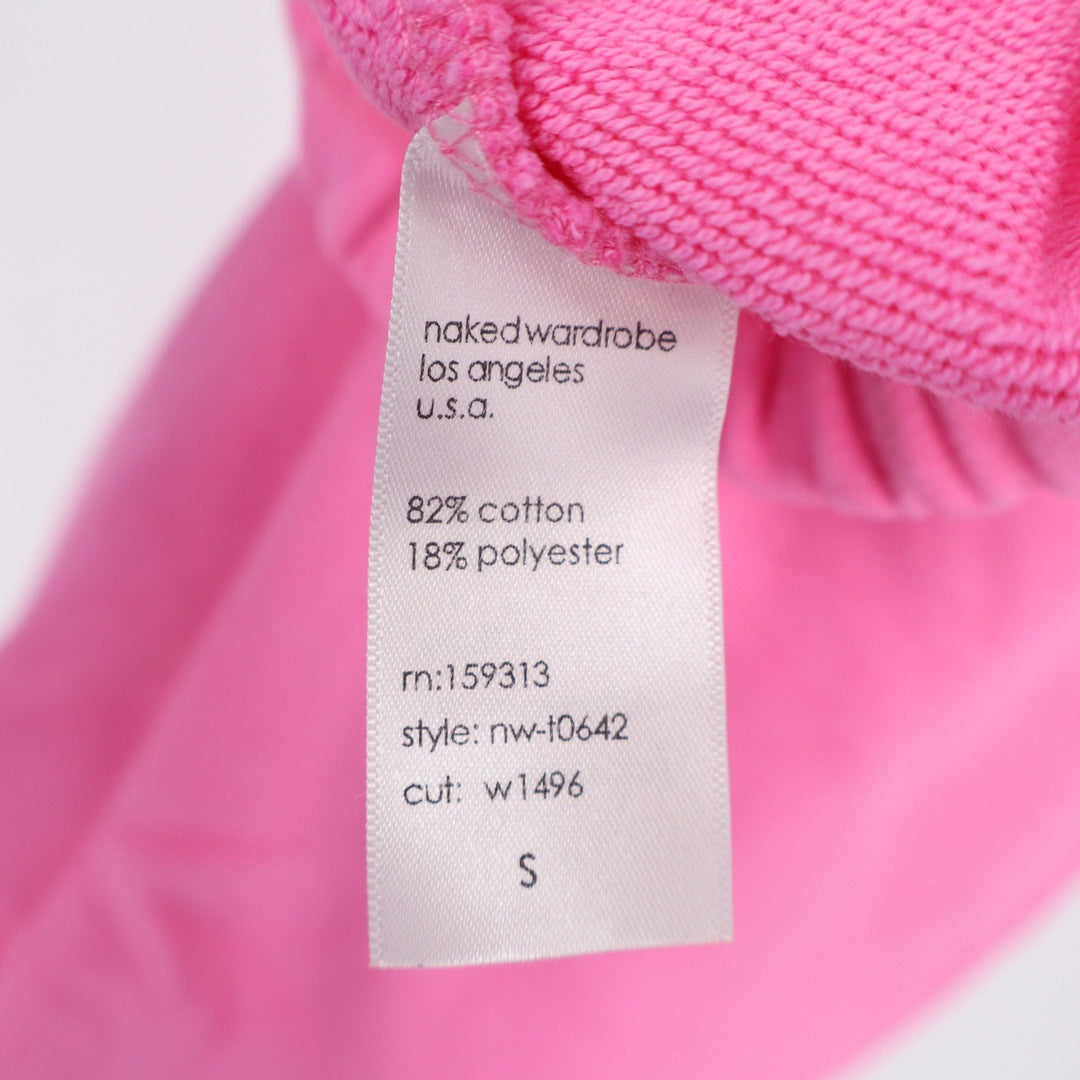 Naked Wardrobe Women's Cropped Hoodie Pink Small Relaxed Fit Pullover