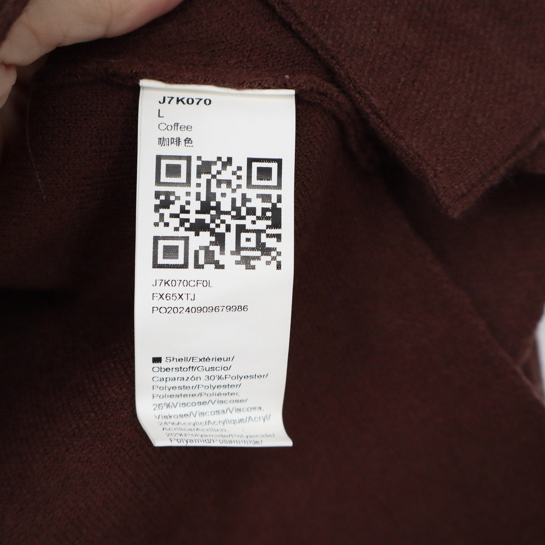Coffee Brown Open Front V-Neck Knit Cardigan Size Large Minimalist Chic