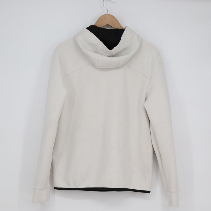 DSG Mens Tech Hoodie Small Cream Off White Zipper Pocket Athletic Sweatshirt