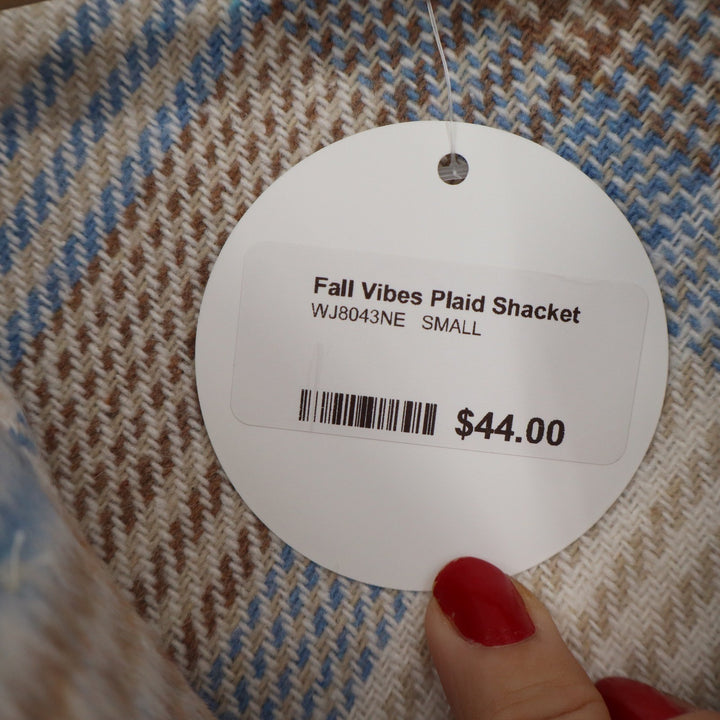 Timing Womens Plaid Shacket Blue Tan Oversized Button Up Shirt Jacket S
