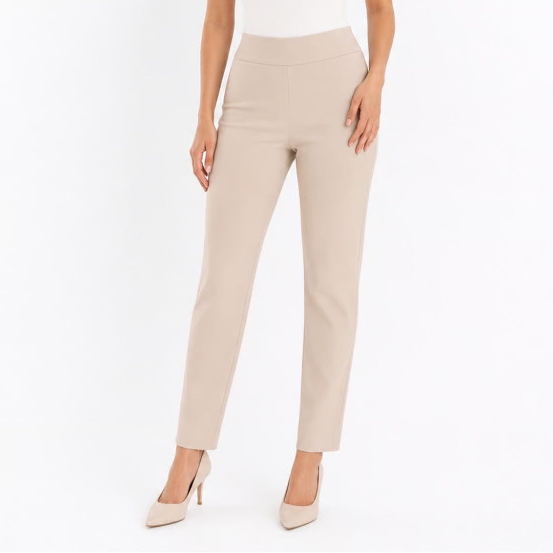 J.McLaughlin Lexi Straight Leg Pull On Pants Beige Tan Size 8 Workwear Stretch