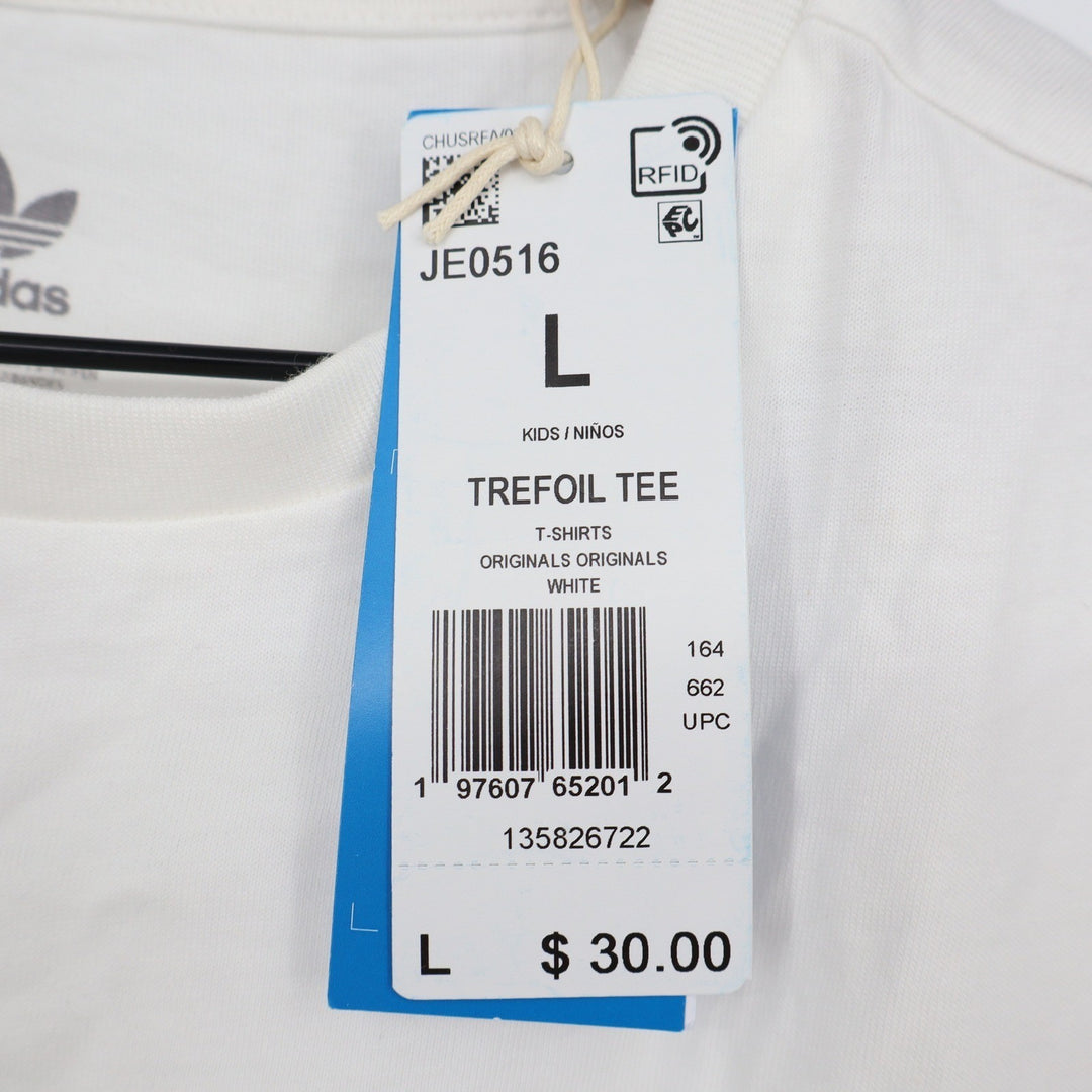 Adidas Originals Kids Trefoil Tee White Black Logo T-Shirt Size L 13-14Y