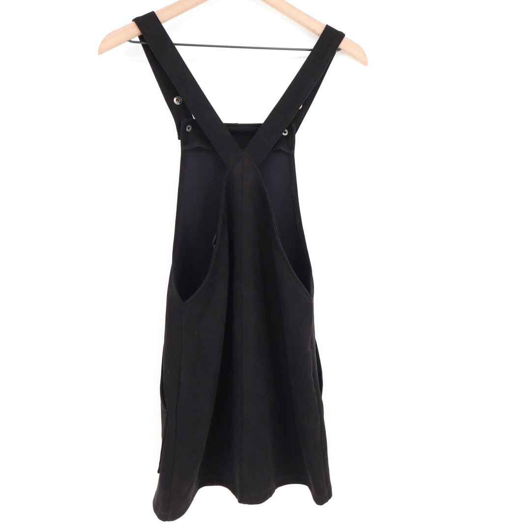 Forever 21 Black Pinafore Overall Dress Mini Front Pockets Size S