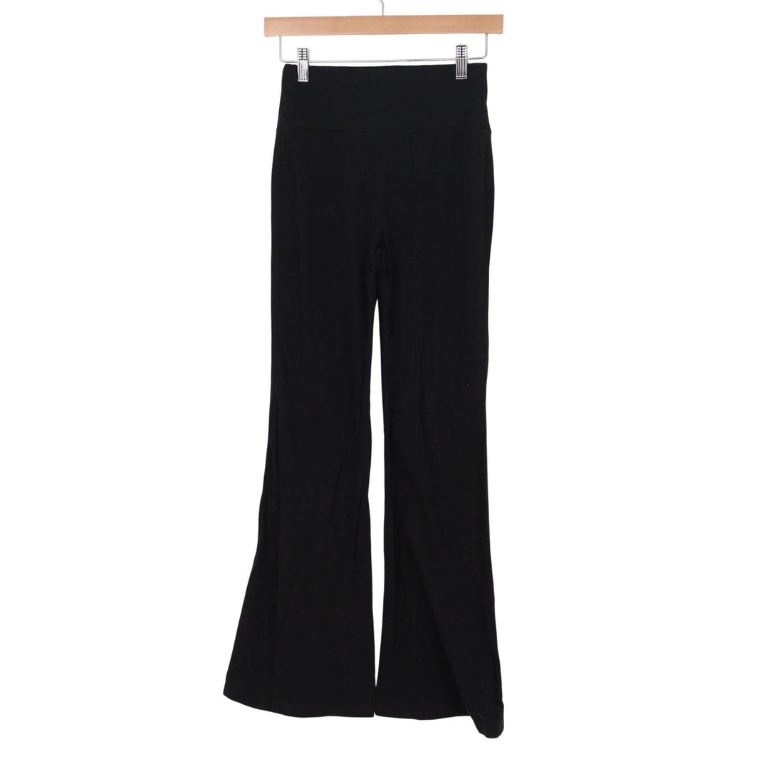 SHEIN Womens High Waisted Flare Leg Pants Black Solid Stretch Size XS US 2