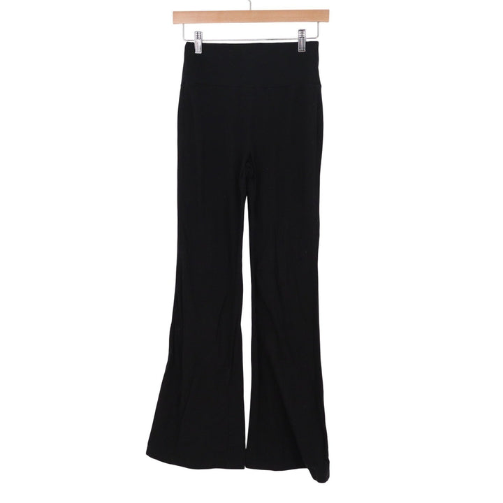 SHEIN Womens High Waisted Flare Leg Pants Black Solid Stretch Size XS US 2