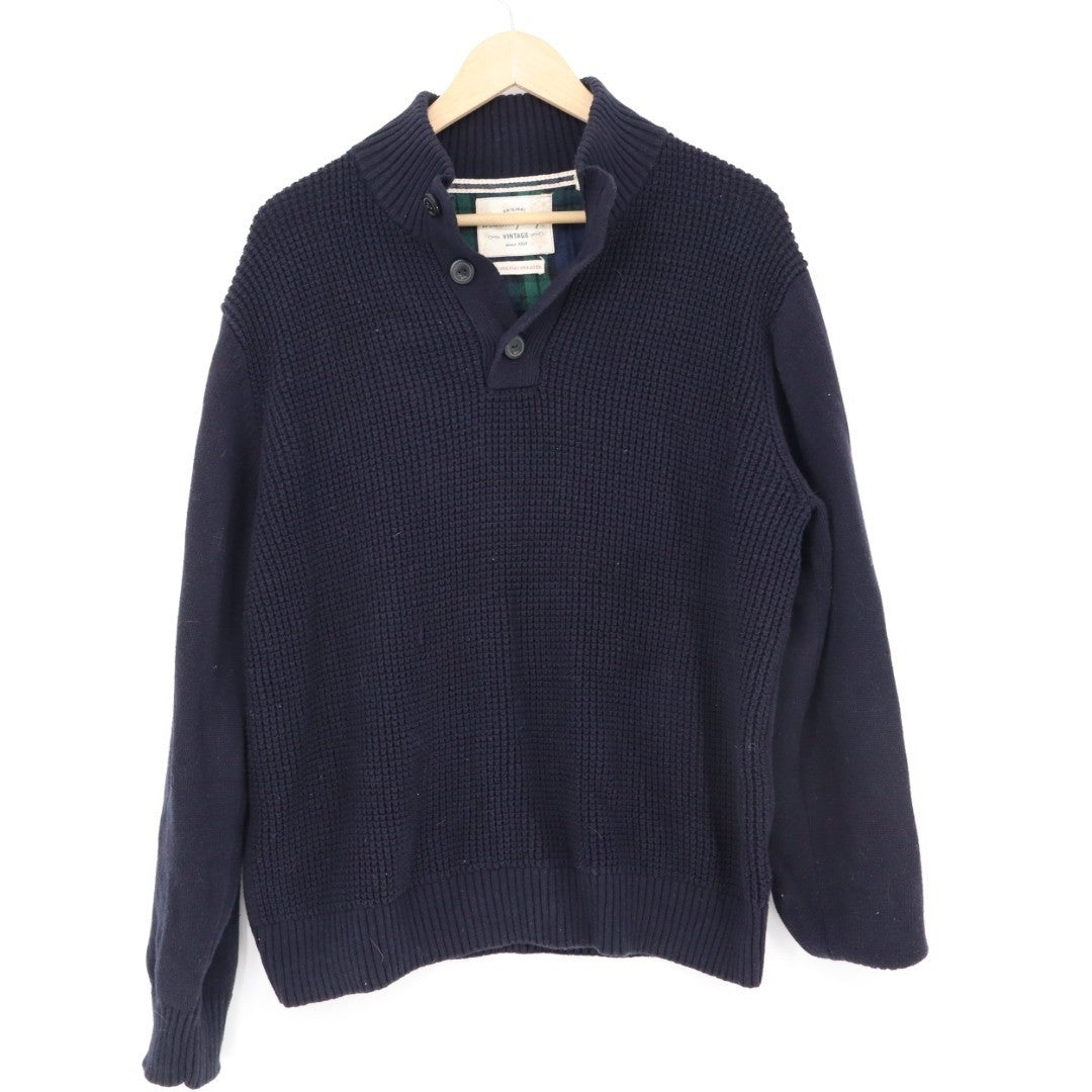 Weatherproof Original Holiday Sweater Men Large Midnight Navy Waffle Knit Cotton