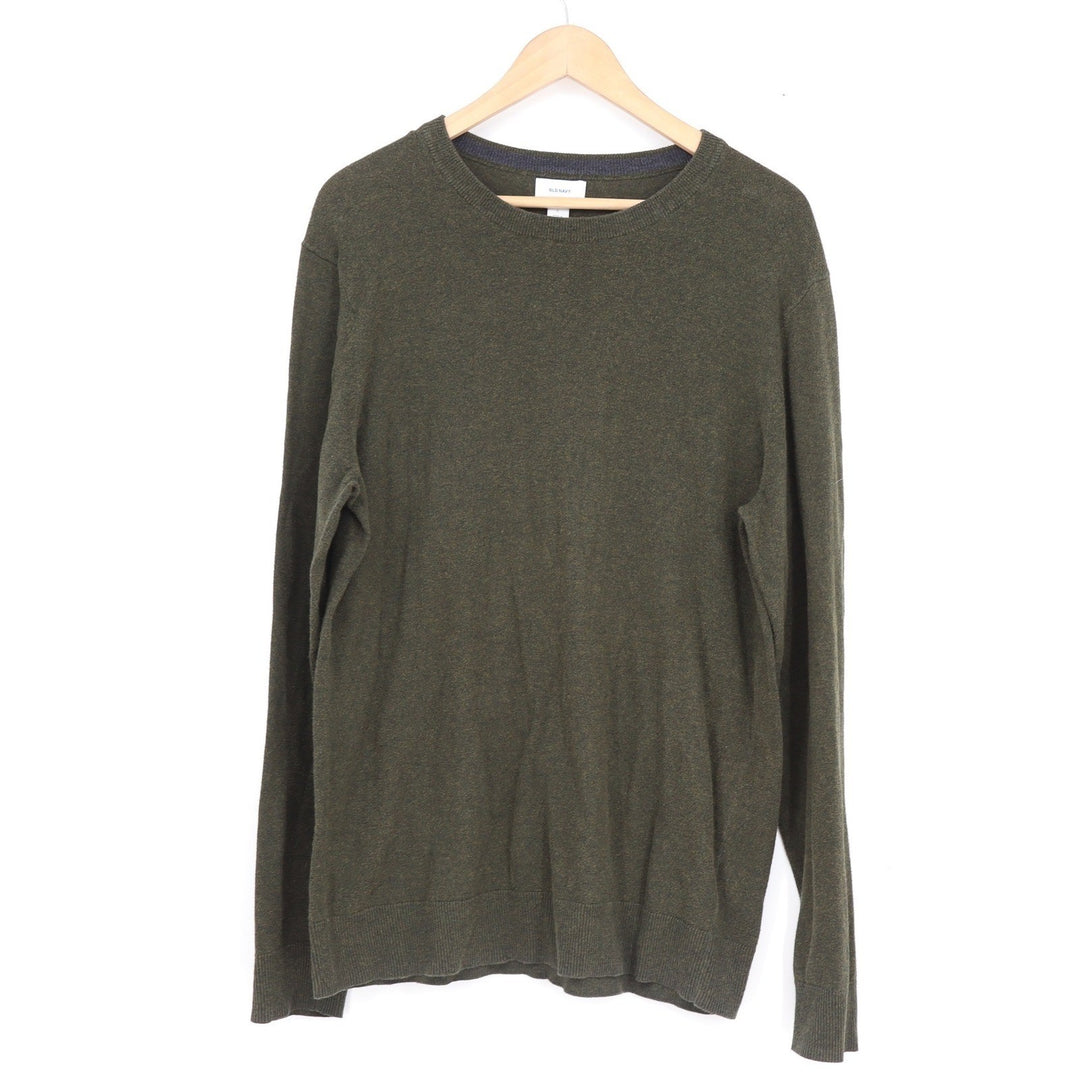 Old Navy Mens Large Olive Green Crew Neck Cotton Blend Pullover Sweater