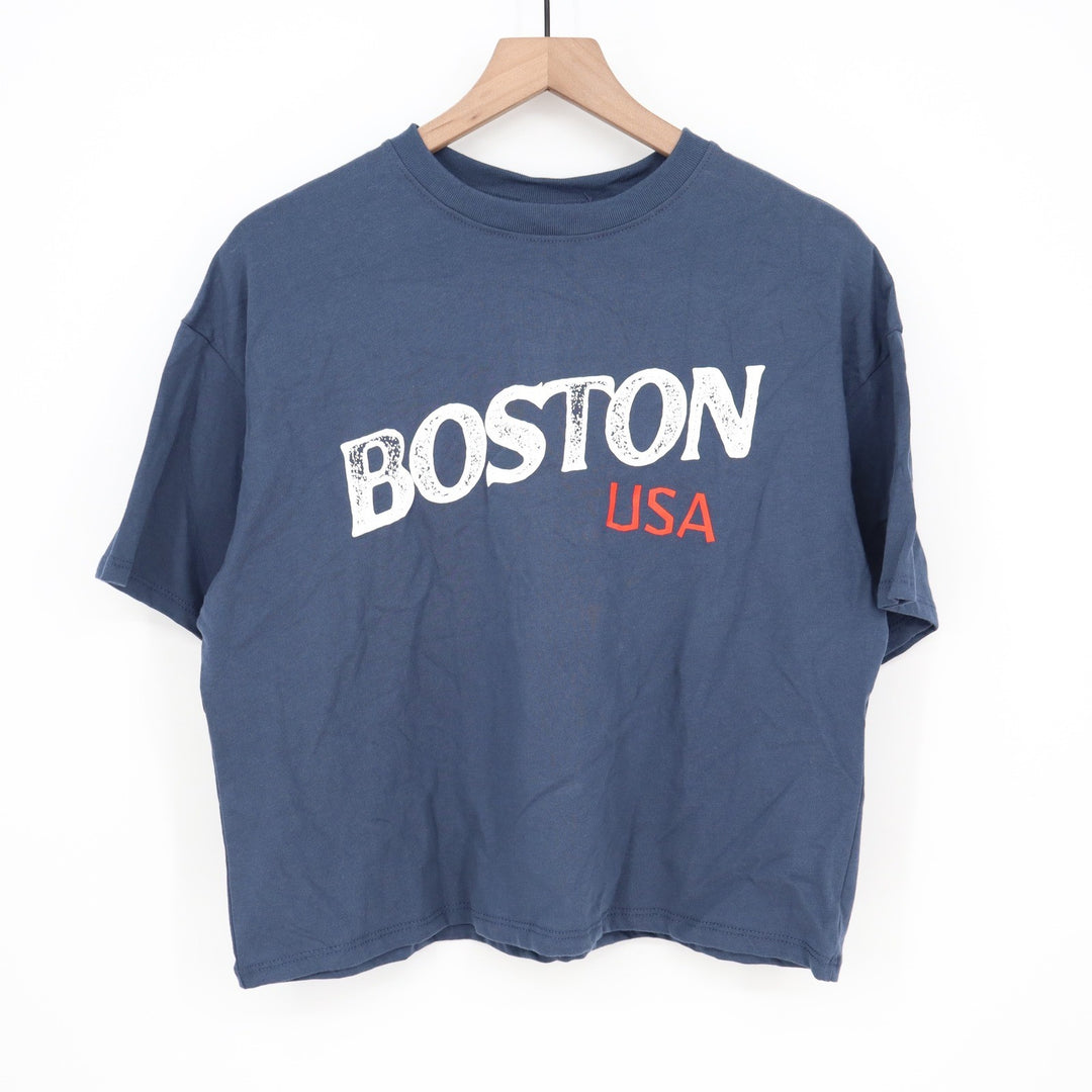 Where I'm From Boston USA Graphic T-Shirt Navy Blue Small Made in USA NEW