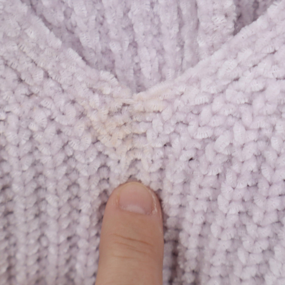 Talulah Lilac Chenille V-Neck Oversized Ribbed Knit Sweater Large