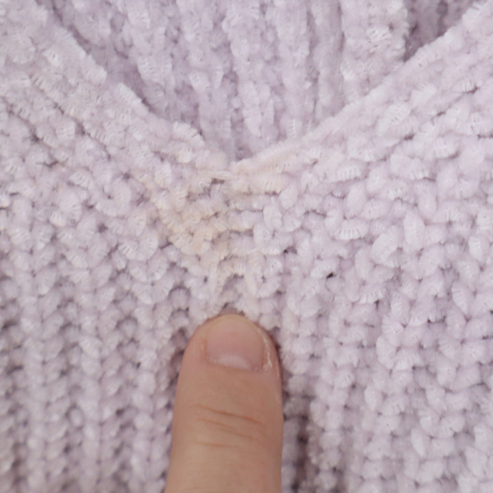 Talulah Lilac Chenille V-Neck Oversized Ribbed Knit Sweater Large