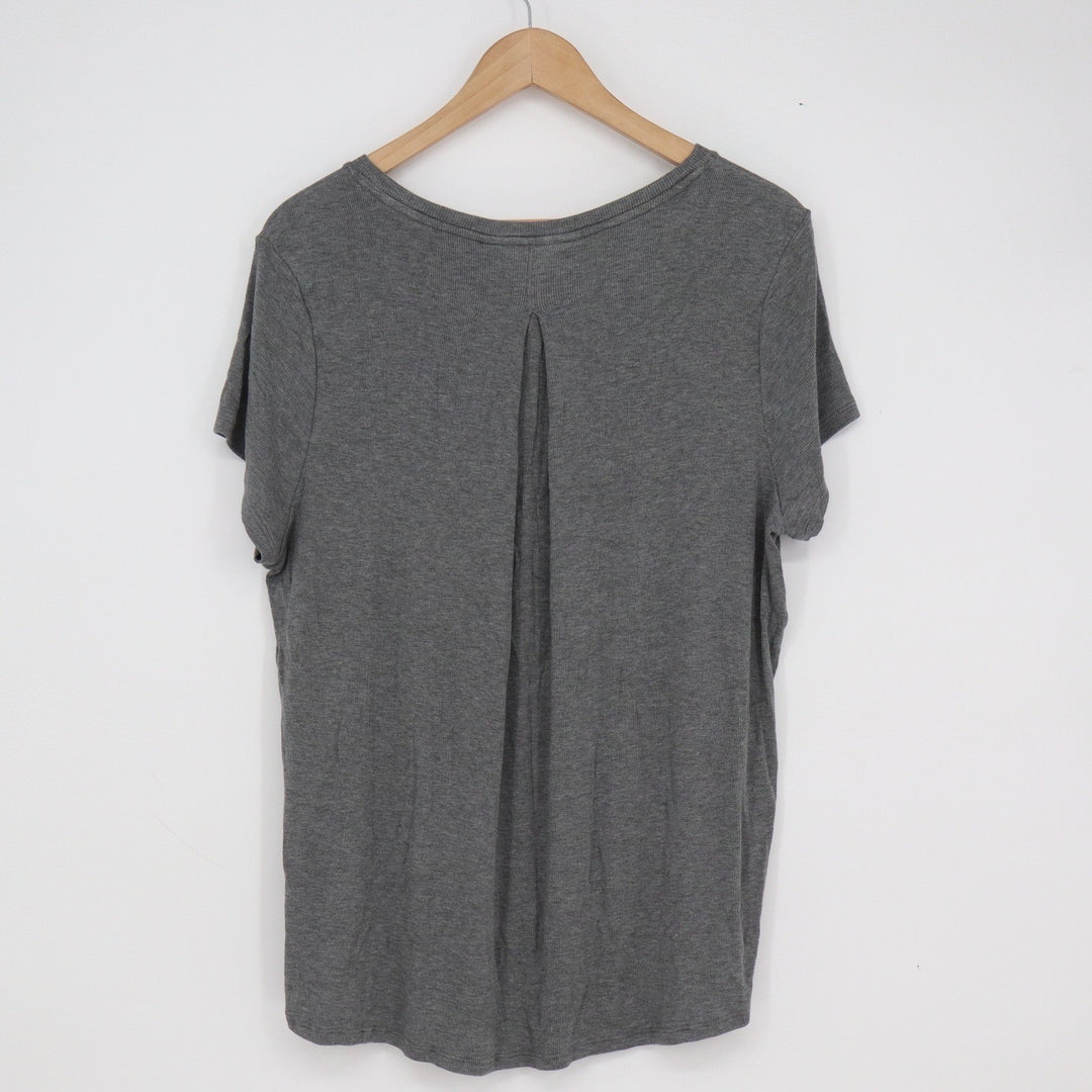 Athleta Womens Medium Gray Modal Short Sleeve High-Low Pleat Back Top