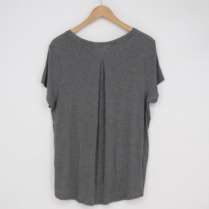 Athleta Womens Medium Gray Modal Short Sleeve High-Low Pleat Back Top