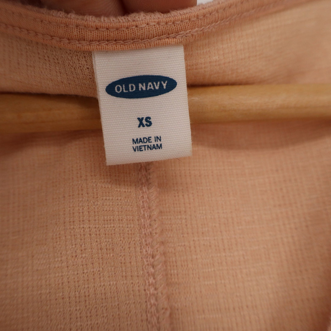 Old Navy Peach Waffle Knit Tie Front Button Down Tank Top XS Sleeveless V-Neck