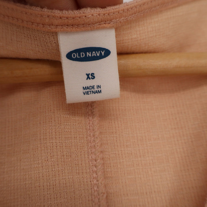 Old Navy Peach Waffle Knit Tie Front Button Down Tank Top XS Sleeveless V-Neck