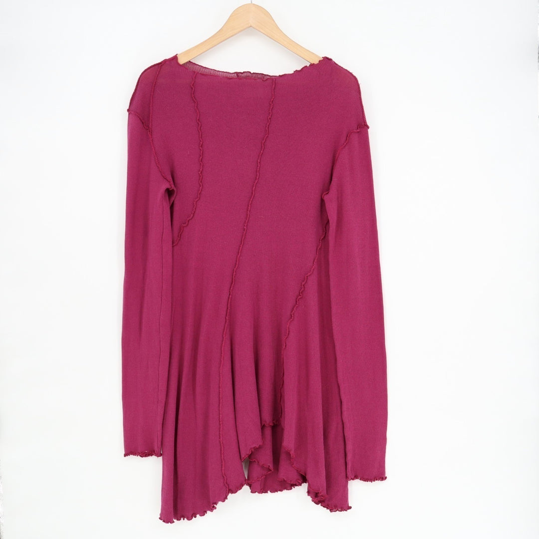 We The Free People Swing Shift Dress Womens M Plum Cotton Boat Neck Long Sleeve