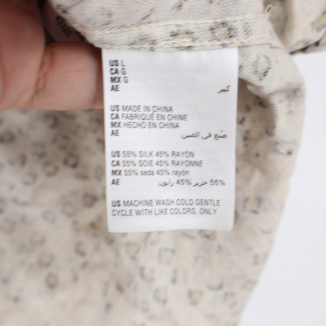 Tasso Elba Mens Large Silk Rayon Blend Geometric Print Short Sleeve Button Shirt