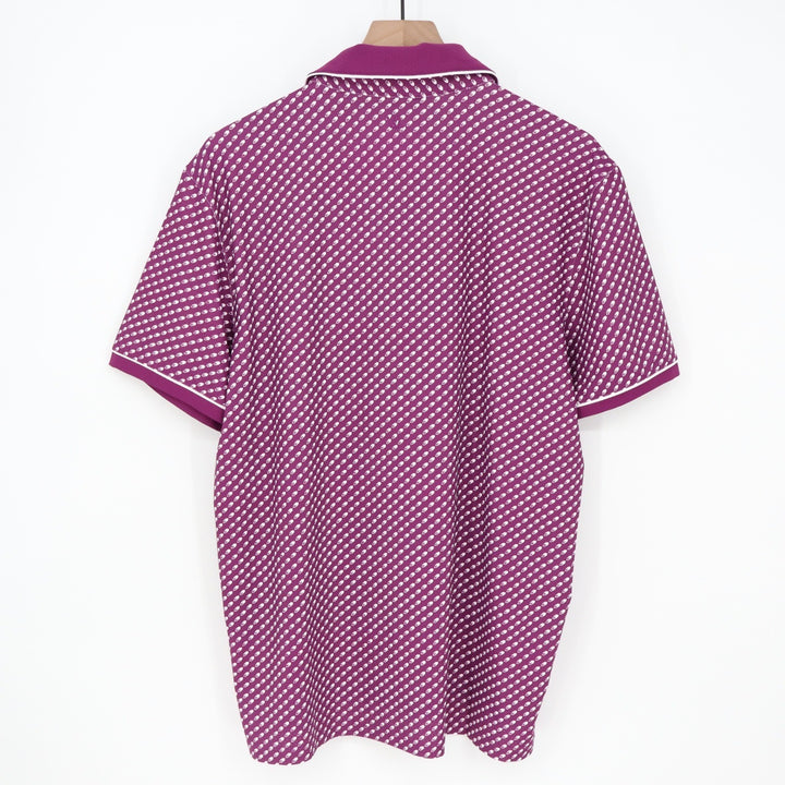VRST Mens Contrast Printed Polo Black Cherry Roll Repeat Geometric Size L