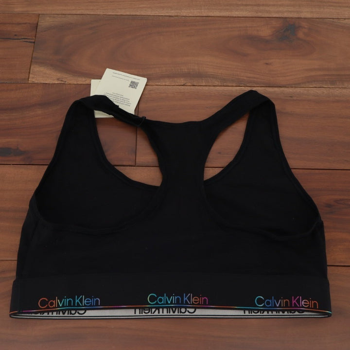 Calvin Klein Icon Unlined Bralette Bra Womens XL Black Cotton Stretch Racerback