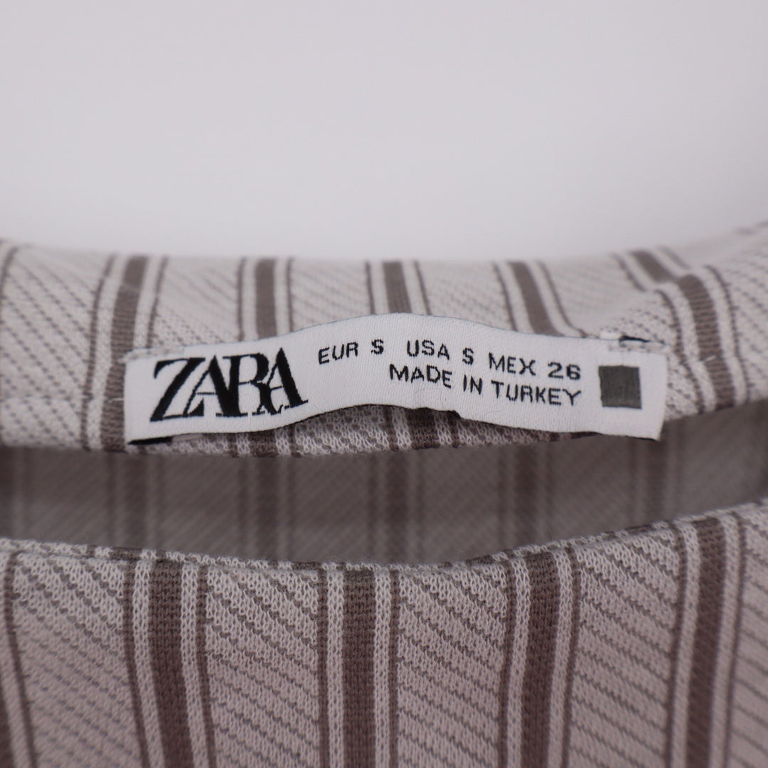 Zara Tank Dress Womens S Gray Vertical Pinstripe Square Neck Wide Strap Pullover