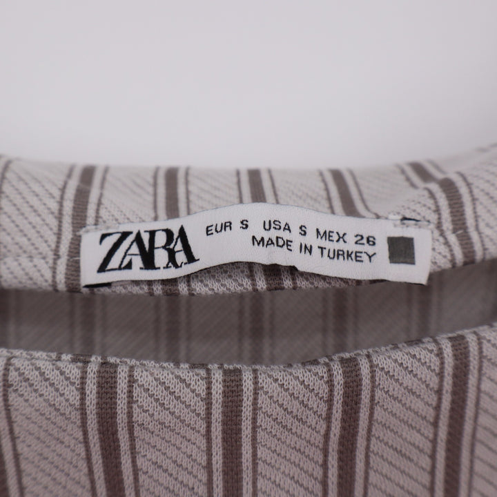 Zara Tank Dress Womens S Gray Vertical Pinstripe Square Neck Wide Strap Pullover