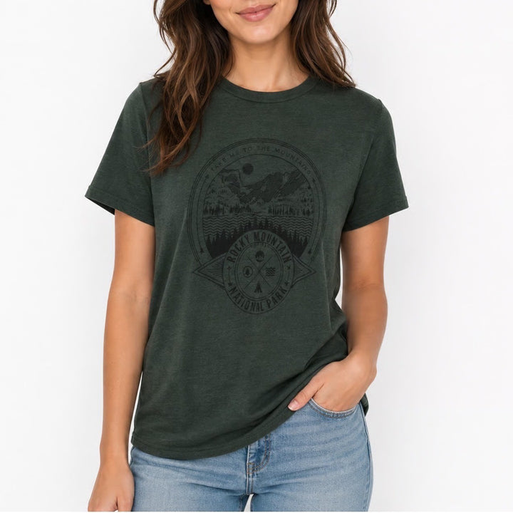 Bella Canvas Rocky Mountain National Park Graphic Tee Heather Green Mens Medium