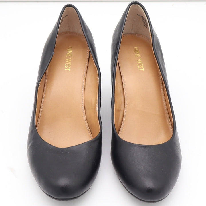 Nine West Highway3Y Black Wedge Pumps Round Toe Heels Womens 8.5M