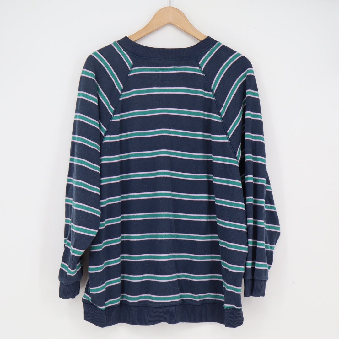 American Eagle Striped Jegging Fit Sweatshirt Navy Teal Purple Raglan Medium