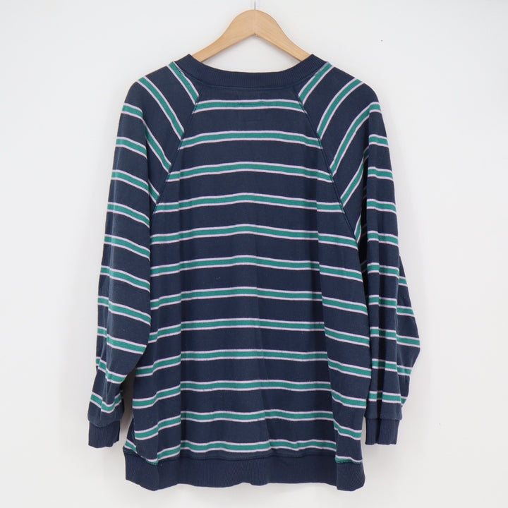 American Eagle Striped Jegging Fit Sweatshirt Navy Teal Purple Raglan Medium