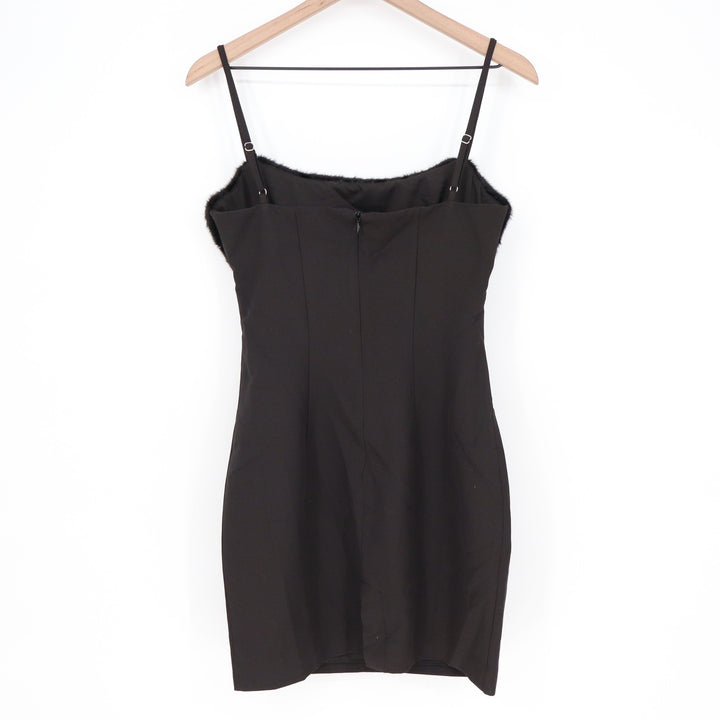 Naked Wardrobe Black Faux Fur Trim Cut-Out Mini Dress NWH19-D9 MN Mens S