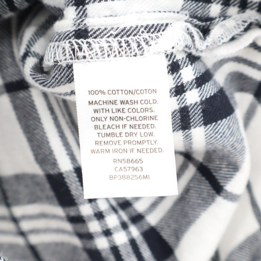 Bp. Flannel Plaid Boxy Shirt Womens S Ivory Black Cotton Spread Collar Button Up