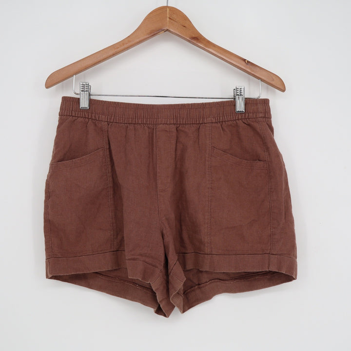 Old Navy Womens Brown Linen Blend High Rise Elastic Waist Shorts Size S
