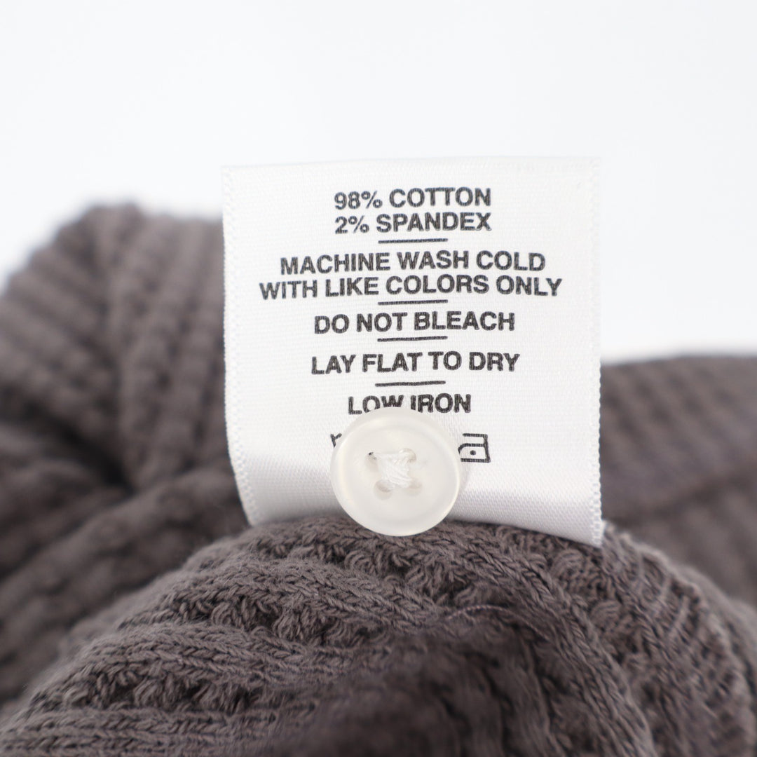 American Giant T-Shirt Men Medium Gray Cotton Stretch Waffle Knit Henley Neck