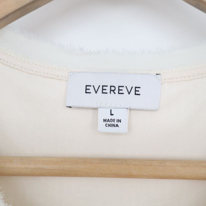 Evereve T Shirt Top Womens Large Beige Sequin Short Sleeve Crew Neck Pullover