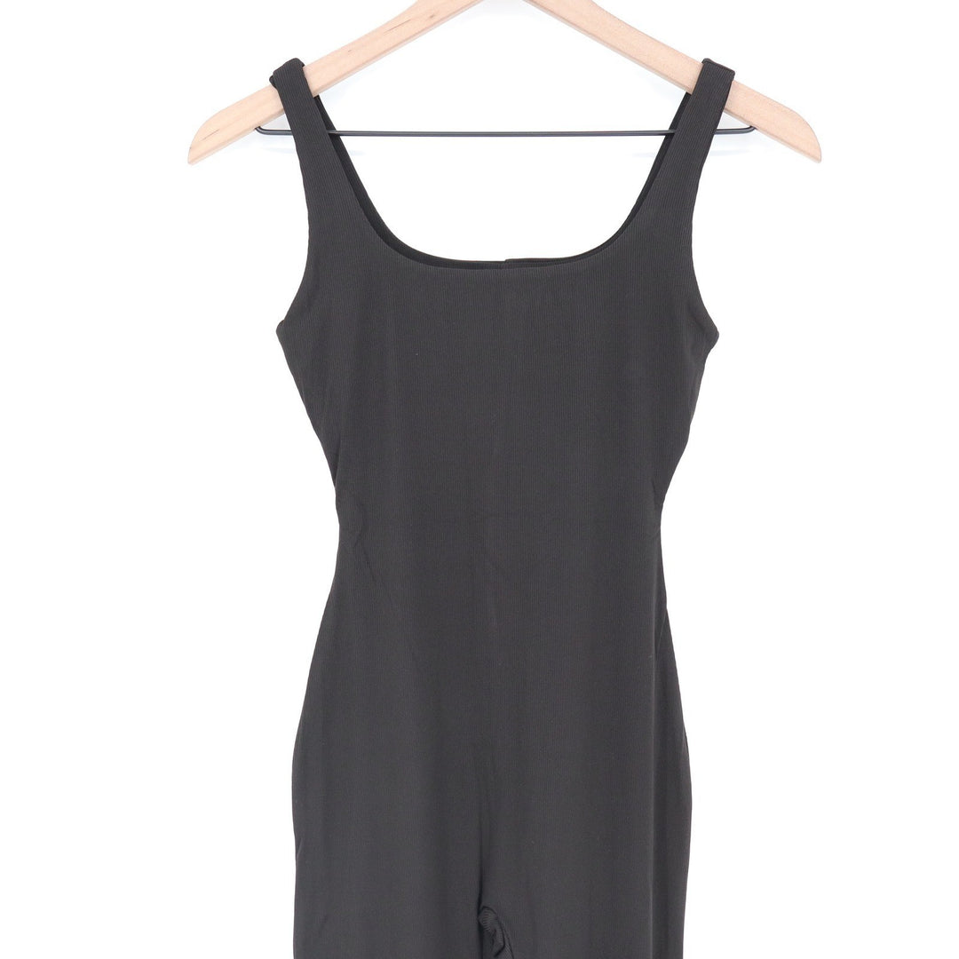 Naked Wardrobe Black Ribbed Sleeveless Scoop Neck Jumpsuit S