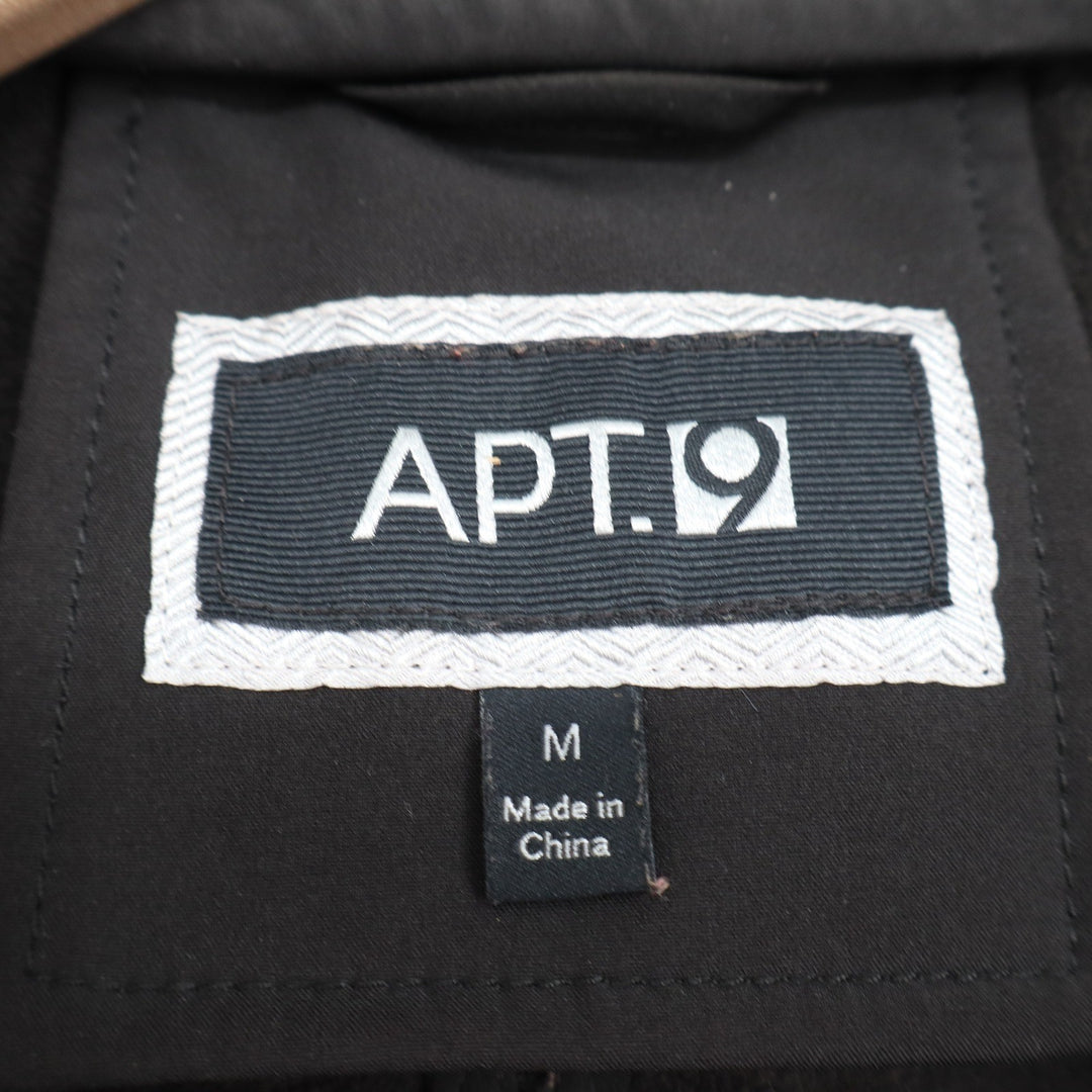 Apt 9 Womens Black Softshell Parka Jacket Hooded Drawstring Waist Size M