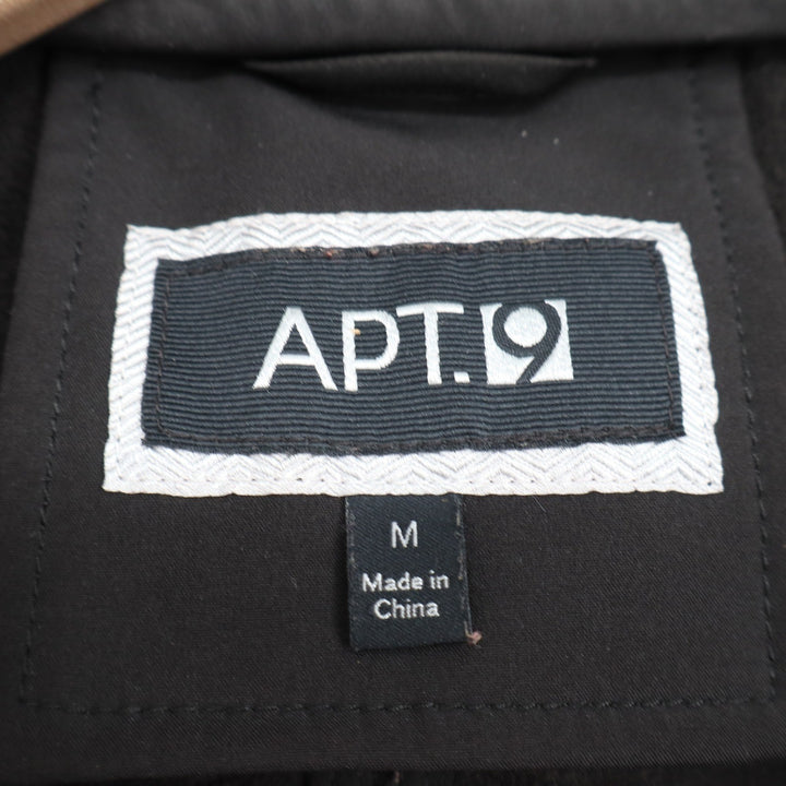 Apt 9 Womens Black Softshell Parka Jacket Hooded Drawstring Waist Size M