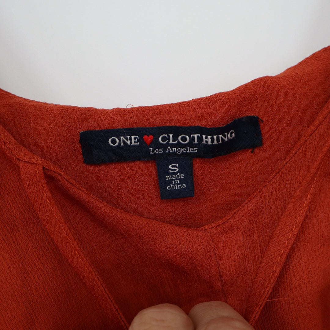 One Clothing Los Angeles Burnt Orange Ruffle Tassel Tie Camisole Top