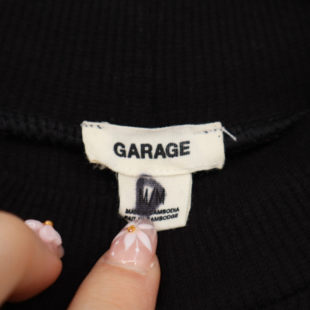 Garage T-Shirt Dress Womens Medium Black Knit Stretch Short Sleeve Crew Neck