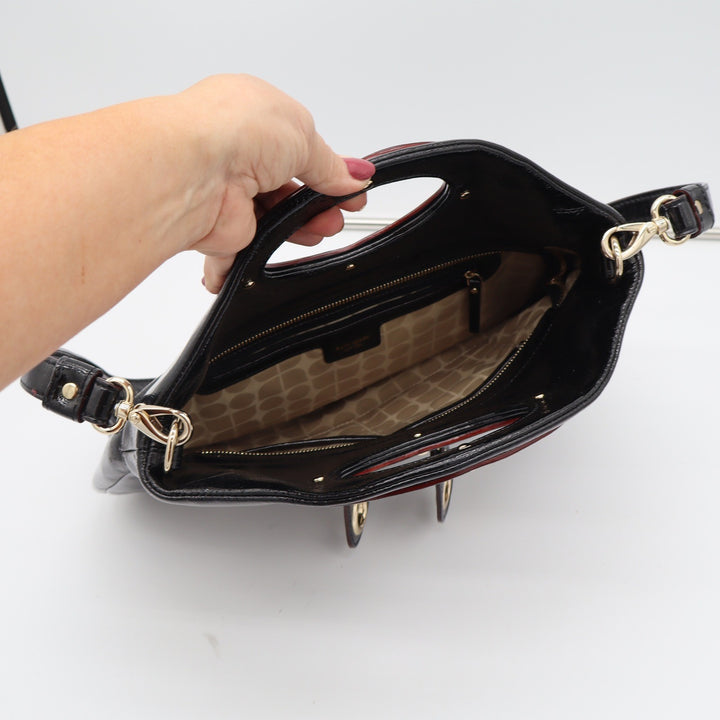 Kate Spade Handbag Womens Large Patent Leather Black Cutout Handle Excellent