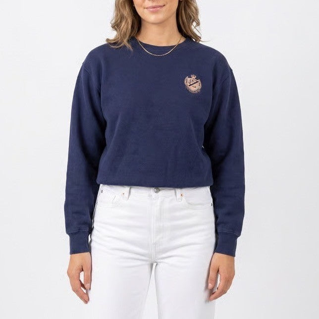 PINK Victoria's Secret Navy Blue Collegiate Crest Crewneck Sweatshirt XS